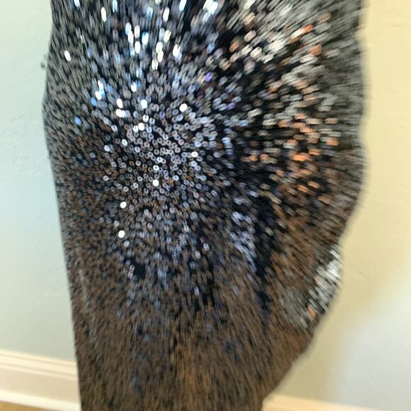 New Chaser sequin skirt midi stretch black side slit ruched Swiftie party goth - Picture 13 of 16